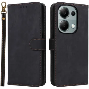 Phonesta Vintage Skin Book Wallet Case hoesje voor Xiaomi Redmi Note 14S/13 Pro / Xiaomi Poco M6 Pro - Zwart