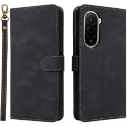 Phonesta Vintage Skin Book Wallet Case hoesje voor Xiaomi Poco M7 - Zwart