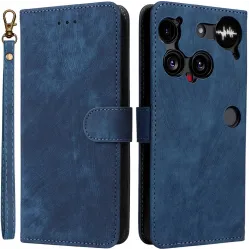 Phonesta Vintage Skin Book Wallet Case hoesje voor Nothing Phone (3) - Blauw