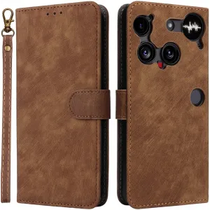 Phonesta Vintage Skin Book Wallet Case hoesje voor Nothing Phone (3) - Bruin