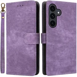 Phonesta Vintage Skin Book Wallet Case hoesje voor Samsung Galaxy S25 FE - Paars
