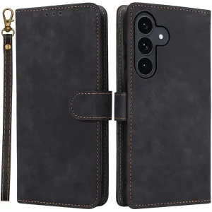 Phonesta Vintage Skin Book Wallet Case hoesje voor Samsung Galaxy S25 FE - Zwart