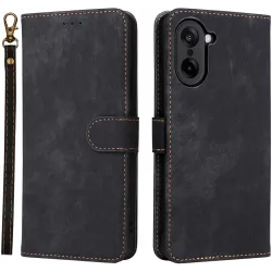 Phonesta Vintage Skin Book Wallet Case hoesje voor OnePlus Nord CE5 - Zwart