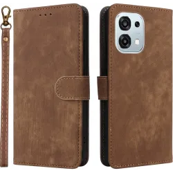 Phonesta Vintage Skin Book Wallet Case hoesje voor Oppo A6 Pro - Bruin