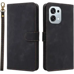 Phonesta Vintage Skin Book Wallet Case hoesje voor Oppo A6 Pro - Zwart