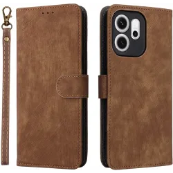 Phonesta Vintage Skin Book Wallet Case hoesje voor Oppo Reno14 F/FS - Bruin