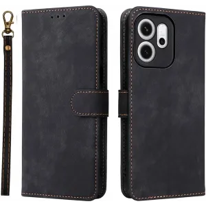 Phonesta Vintage Skin Book Wallet Case hoesje voor Oppo Reno14 F/FS - Zwart