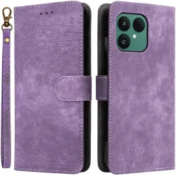 Phonesta Vintage Skin Book Wallet Case hoesje voor Fairphone 6 - Paars