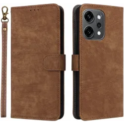 Phonesta Vintage Skin Book Wallet Case hoesje voor Oppo Reno14 - Bruin