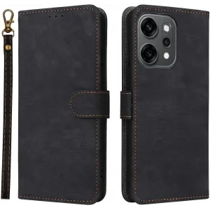 Phonesta Vintage Skin Book Wallet Case hoesje voor Oppo Reno14 - Zwart