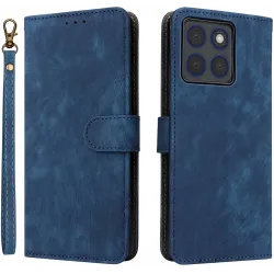 Phonesta Vintage Skin Book Wallet Case hoesje voor Motorola Edge 70 - Blauw