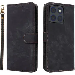 Phonesta Vintage Skin Book Wallet Case hoesje voor Motorola Edge 70 - Zwart