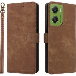 Phonesta Vintage Skin Book Wallet Case hoesje voor Motorola Moto G06/G06 Power - Bruin