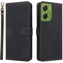 Phonesta Vintage Skin Book Wallet Case hoesje voor Motorola Moto G06/G06 Power - Zwart