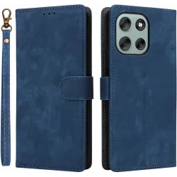 Phonesta Vintage Skin Book Wallet Case hoesje voor Motorola Moto G56 - Blauw