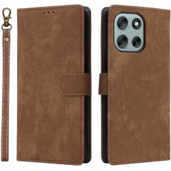 Phonesta Vintage Skin Book Wallet Case hoesje voor Motorola Moto G56 - Bruin