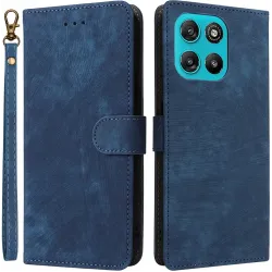 Phonesta Vintage Skin Book Wallet Case hoesje voor Motorola Moto G57 Power - Blauw
