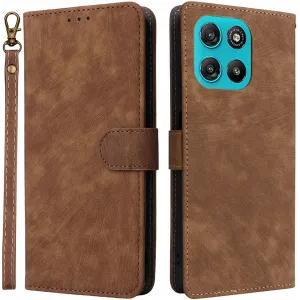 Phonesta Vintage Skin Book Wallet Case hoesje voor Motorola Moto G57 Power - Bruin