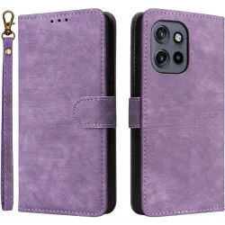 Phonesta Vintage Skin Book Wallet Case hoesje voor Motorola Edge 60 Neo/Edge 50 Neo / ThinkPhone 25 - Paars