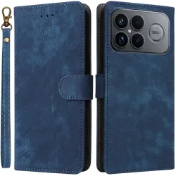 Phonesta Vintage Skin Book Wallet Case hoesje voor Xiaomi Poco F8 Ultra - Blauw