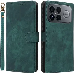 Phonesta Vintage Skin Book Wallet Case hoesje voor Xiaomi Poco F8 Ultra - Groen