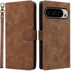 Phonesta Vintage Skin Book Wallet Case hoesje voor Google Pixel 10 Pro XL - Bruin