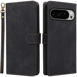 Phonesta Vintage Skin Book Wallet Case hoesje voor Google Pixel 10 Pro XL - Zwart