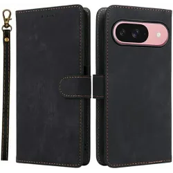 Phonesta Vintage Skin Book Wallet Case hoesje voor Google Pixel 10 / 10 Pro - Zwart