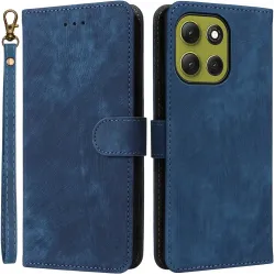 Phonesta Vintage Skin Book Wallet Case hoesje voor Motorola Moto G86 - Blauw