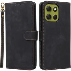 Phonesta Vintage Skin Book Wallet Case hoesje voor Motorola Moto G86 - Zwart