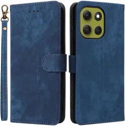 Phonesta Vintage Skin Book Wallet Case hoesje voor Motorola Moto G86 Power - Blauw
