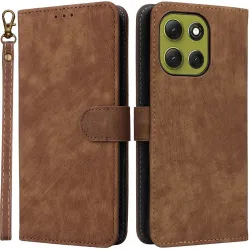Phonesta Vintage Skin Book Wallet Case hoesje voor Motorola Moto G86 Power - Bruin