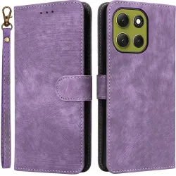 Phonesta Vintage Skin Book Wallet Case hoesje voor Motorola Moto G86 Power - Paars