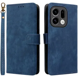 Phonesta Vintage Skin Book Wallet Case hoesje voor Oppo Find X9 - Blauw