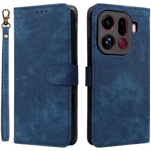 Phonesta Vintage Skin Book Wallet Case hoesje voor Oppo Find X9 Pro - Blauw