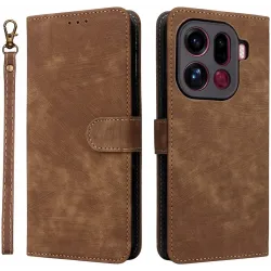Phonesta Vintage Skin Book Wallet Case hoesje voor Oppo Find X9 Pro - Bruin