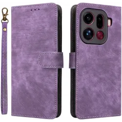 Phonesta Vintage Skin Book Wallet Case hoesje voor Oppo Find X9 Pro - Paars