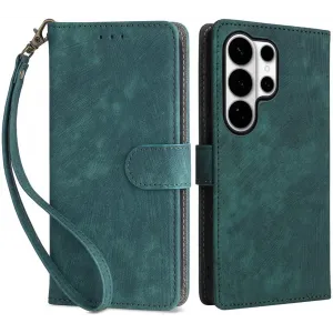 Phonesta Vintage Skin Book Wallet Case hoesje voor Samsung Galaxy S26 Ultra - Groen