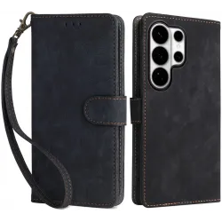 Phonesta Vintage Skin Book Wallet Case hoesje voor Samsung Galaxy S26 Ultra - Zwart