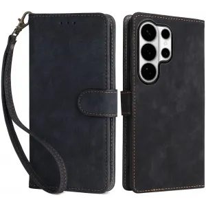Phonesta Vintage Skin Book Wallet Case hoesje voor Samsung Galaxy S26 Ultra - Zwart