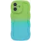 Phonesta Wavy Gradient Silicone Back Cover hoesje voor Apple iPhone 16 - Groen/Blauw