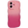 Phonesta Wavy Gradient Silicone Back Cover hoesje voor Apple iPhone 16 - Roze 2