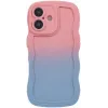 Phonesta Wavy Gradient Silicone Back Cover hoesje voor Apple iPhone 16 - Roze/Blauw
