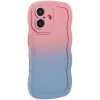 Phonesta Wavy Gradient Silicone Back Cover hoesje voor Apple iPhone 16 - Roze/Blauw 2