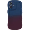 Phonesta Wavy Gradient Silicone Back Cover hoesje voor Apple iPhone 16 Plus - Donkerblauw/Donkerpaars