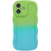 Phonesta Wavy Gradient Silicone Back Cover hoesje voor Apple iPhone 16 Plus - Groen/Blauw
