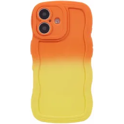 Phonesta Wavy Gradient Silicone Back Cover hoesje voor Apple iPhone 16 Plus - Oranje/Geel