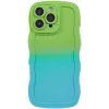 Phonesta Wavy Gradient Silicone Back Cover hoesje voor Apple iPhone 16 Pro - Groen/Blauw