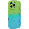 Phonesta Wavy Gradient Silicone Back Cover hoesje voor Apple iPhone 16 Pro Max - Groen/Blauw 2