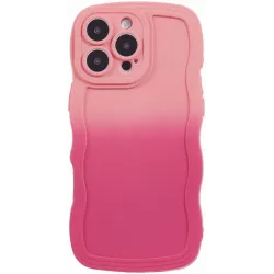 Phonesta Wavy Gradient Silicone Back Cover hoesje voor Apple iPhone 16 Pro Max - Roze